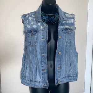 Aeropostale Destroyed Denim Vest Size XL